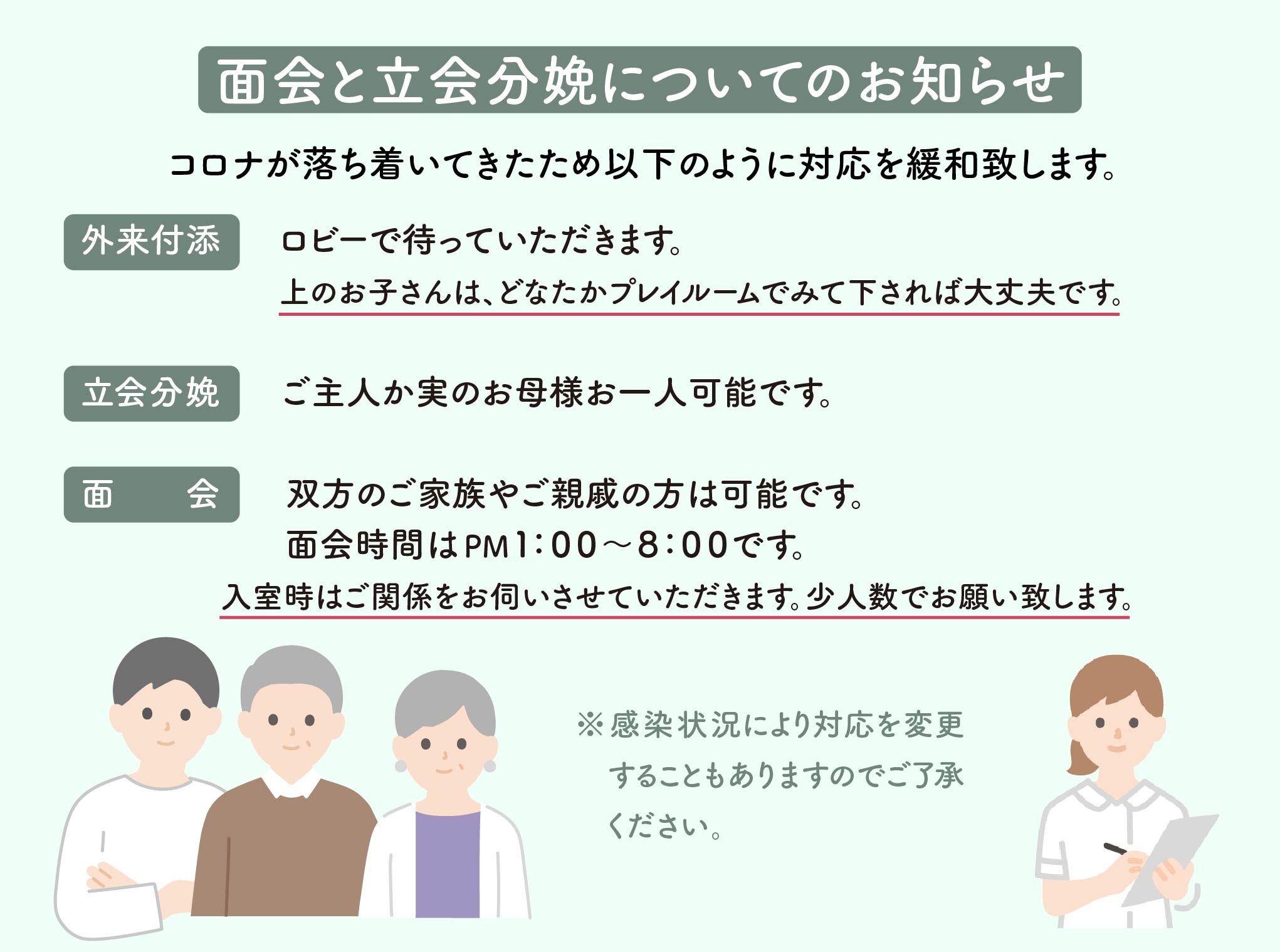 コロナ緩和による面会について